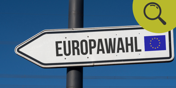 Richtungspfeil nach links mit Text "Europawahl"